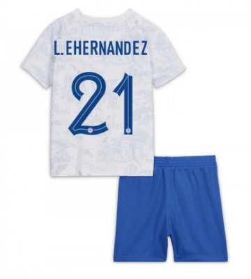 Frankrig Lucas Hernandez #21 Udebanesæt Børn VM 2022 Kort ærmer (+ korte bukser)